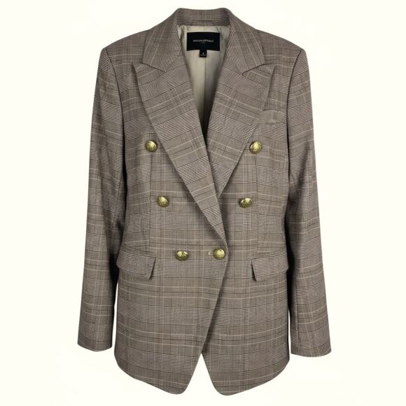 Banana Republic Double Breasted Checker Blazer Gold Button Size 6 - Picture 6 of 11